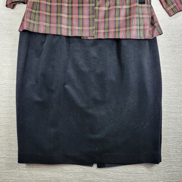 Chad Stevens Women’s 2-Piece Plaid Taffeta Velvet Suit Set Size 18 Made in USA - Picture 8 of 16